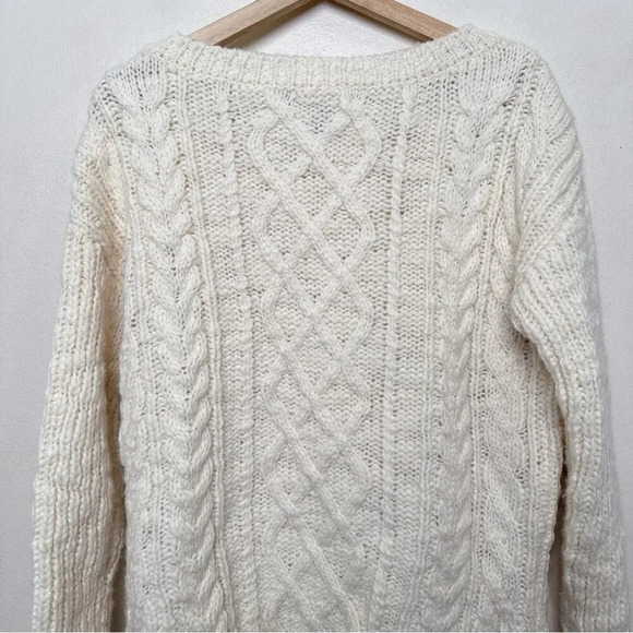 Banana Republic Womens Small Boat Neck Oversized Cable Ivory Wool Sweater - Picture 13 of 15